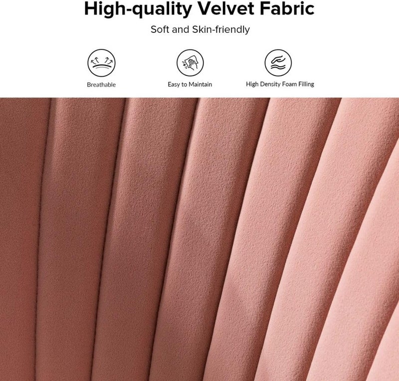 Comfynest كرسي أكسنت من كومفينست مخمل - كرسي برميل مخمل مزخرف بقنوات مع أرجل معدنية ذهبية وتنجيد من الفوم (وردي) - Image 4